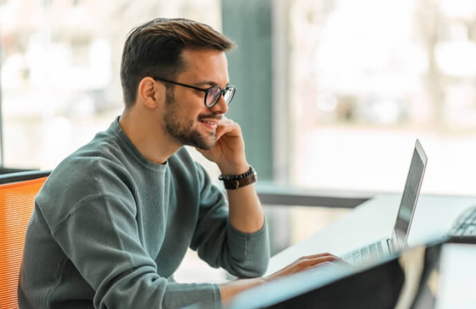 A Person working with Laptop